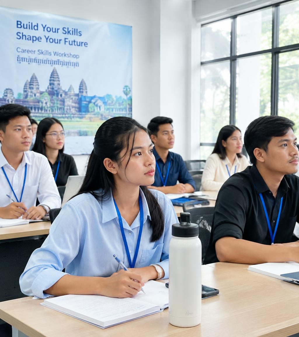 Young Cambodians in a career skills workshop
